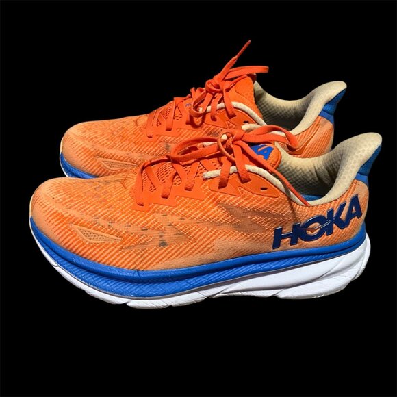 Hoka One One Bondi 9.5 Mens Running Shoes Orange/Blue Size 10.5 Lightweight - Picture 1 of 15